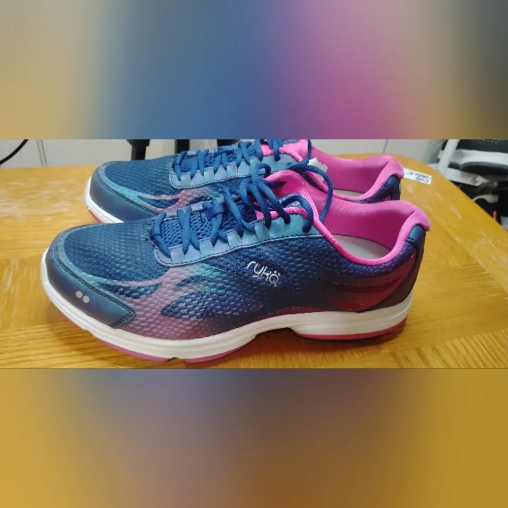 Ryka Womens 9.5 Devotion Plus 2 Walking Sneakers Blue Pink Comfort Athletic Shoe - Picture 3 of 16